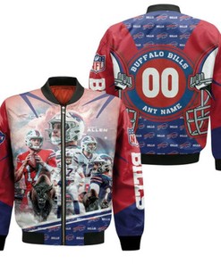 Buffalo Bills Josh Allen 00 NFL Team Red Jersey Style Gift With Custom Number Name For Bills Fans Bomber Jacket