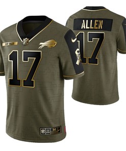 Buffalo Bills Josh Allen 17 2021 Nfl Golden Brandedition Olive Jersey Gift For Bills Fans