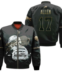 Buffalo Bills Josh Allen 17 NFL Black Golden Edition Gift For Bills Fans Bomber Jacket