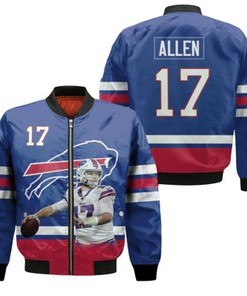 Buffalo Bills Josh Allen 17 NFL Team 2020 Navy Blue Jersey gift for Buffalo Bills fans Bomber Jacket