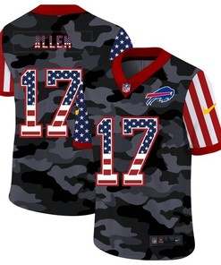 Buffalo Bills Josh Allen #17 Nfl 2020 American Flag Camo Jersey