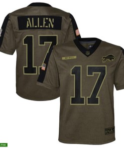 Buffalo Bills Josh Allen 17 Nfl Olive 2021 Salute To Service Game Men Jersey For Bills Fans