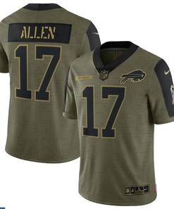 Buffalo Bills Josh Allen 17 Nfl Olive 2021 Salute To Service Limited Player Men Jersey For Bills Fans