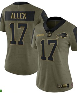 Buffalo Bills Josh Allen 17 Nfl Olive 2021 Salute To Service Retired Player Women Jersey For Bills Fans