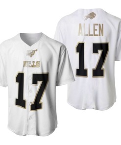 Buffalo Bills Josh Allen #17 Nfl White 100th Season Golden Brandedition Jersey Style Gift For Bills Fans Baseball Jersey