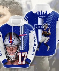 Buffalo Bills Josh Allen 17 Pattern Printed Pullover Hoodie