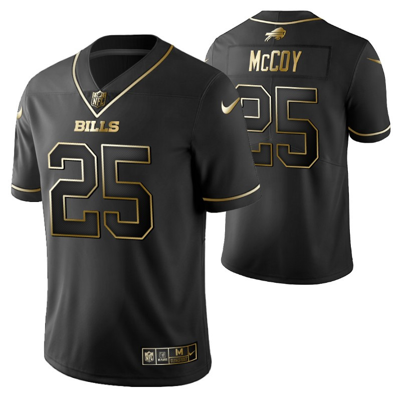 Buffalo Bills Lesean Mccoy 25 2021 Nfl Golden Brandedition Black Jersey Gift For Bills Fans