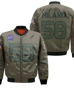Buffalo Bills Matt Milano #58 NFL Great Player Camo 2019 Salute To Service Custom For Bills Fans Bomber Jacket