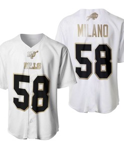 Buffalo Bills Matt Milano #58 Nfl White 100th Season Golden Brandedition Jersey Style Gift For Bills Fans Baseball Jersey