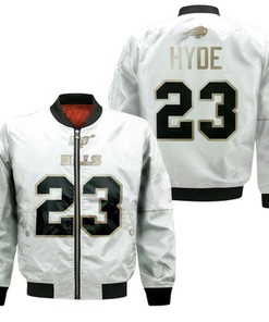 Buffalo Bills Micah Hyde #23 NFL White 100th Season Golden Edition Jersey Style Gift For Bills Fans Bomber Jacket