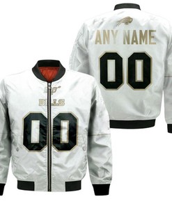 Buffalo Bills NFL American Football Team White 100th Season Golden Edition Jersey Style Custom Gift For Bills Fans Bomber Jacket