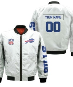 Buffalo Bills Nfl White Jersey Style Personalized Bomber Jacket All-Over Print