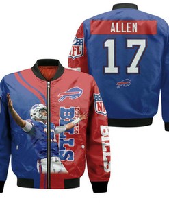 Buffalo Bills Number 17 Josh Allen Bomber Jacket Model 762