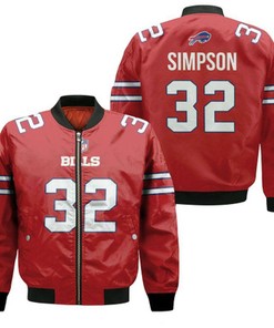 Buffalo Bills O. J. Simpson #32 Great Player NFL American Football Red Color Rush Jersey Style Gift For Bills Fans Bomber Jacket