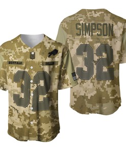 Buffalo Bills O J Simpson #32 Great Player Nfl American Football Team Logo Camouflage 3d Designed Allover Gift For Bills Fans Baseball Jersey