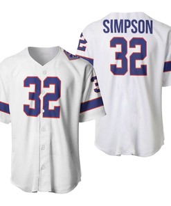 Buffalo Bills O J Simpson #32 Great Player Nfl American Football Team White Vintage 3d Designed Allover Gift For Bills Fans Baseball Jersey