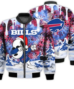 Buffalo Bills Snoopy Dabbing The Peanuts Sports Football American Christmas Dripping Matching Gifts Unisex 3D Bomber Jacket
