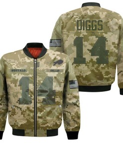 Buffalo Bills Stefon Diggs #14 Great Player NFL American Football Team Logo Camouflage Gift For Bills Fans Bomber Jacket