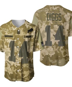 Buffalo Bills Stefon Diggs #14 Great Player Nfl American Football Team Logo Camouflage 3d Designed Allover Gift For Bills Fans Baseball Jersey