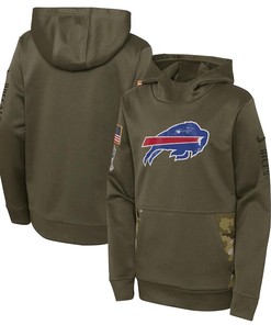 Buffalo Bills Youth 2022 Salute To Service Performance Pullover Hoodie - Olive