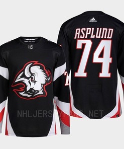 Buffalo Sabres 2022-23 Goathead Third Rasmus Asplund 74 Black Primegreen Jersey Men's