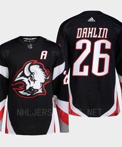 Buffalo Sabres 2022-23 Goathead Third Rasmus Dahlin 26 Black Primegreen Jersey Men's