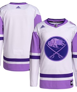 Buffalo Sabres Adidas Hockey Fights Cancer Primegreen Authentic Blank Practice Jersey - White/purple Nhl