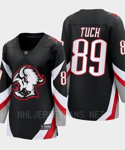 Buffalo Sabres Alex Tuch 89 Black Goathead Third Premier 2022-23 Jersey Women