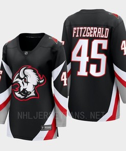 Buffalo Sabres Casey Fitzgerald 45 Black Goathead Third Premier 2022-23 Jersey Women