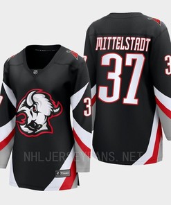 Buffalo Sabres Casey Mittelstadt 37 Black Goathead Third Premier 2022-23 Jersey Women