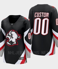 Buffalo Sabres Custom 00 Black Goathead Third Premier 2022-23 Jersey Women