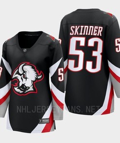 Buffalo Sabres Jeff Skinner 53 Black Goathead Third Premier 2022-23 Jersey Women