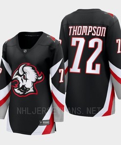 Buffalo Sabres Tage Thompson 72 Black Goathead Third Premier 2022-23 Jersey Women