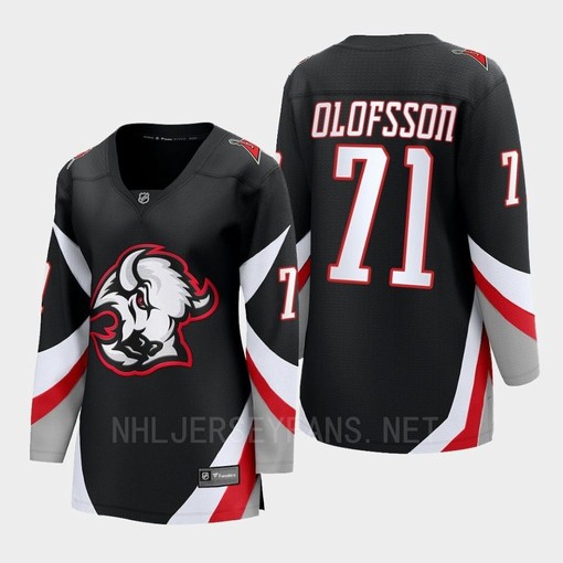 Buffalo Sabres Victor Olofsson 71 Black Goathead Third Premier 2022-23 Jersey Women