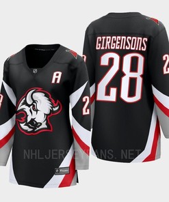 Buffalo Sabres Zemgus Girgensons 28 Black Goathead Third Premier 2022-23 Jersey Women