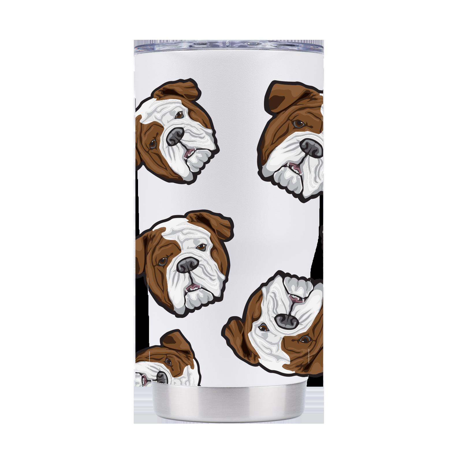 Bulldog All Over White Tumbler