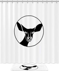 Business Deer Head Icon Printing Waterproof Fabric Bathroom Shower Curtain - Bathroom Decor