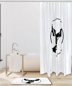 Business Deer Head Icon Printing Waterproof Fabric Bathroom Shower Curtain - Bathroom Decor