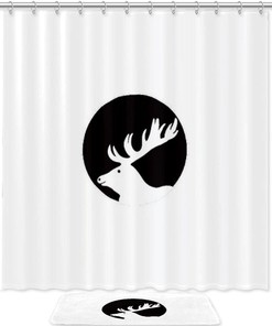 Business Style Deer Icon Bathroom Shower Curtain with Waterproof Fabric
