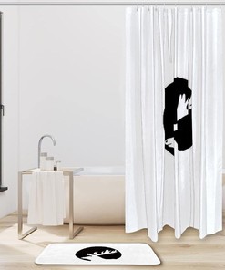 Business Style Deer Icon Bathroom Shower Curtain with Waterproof Fabric