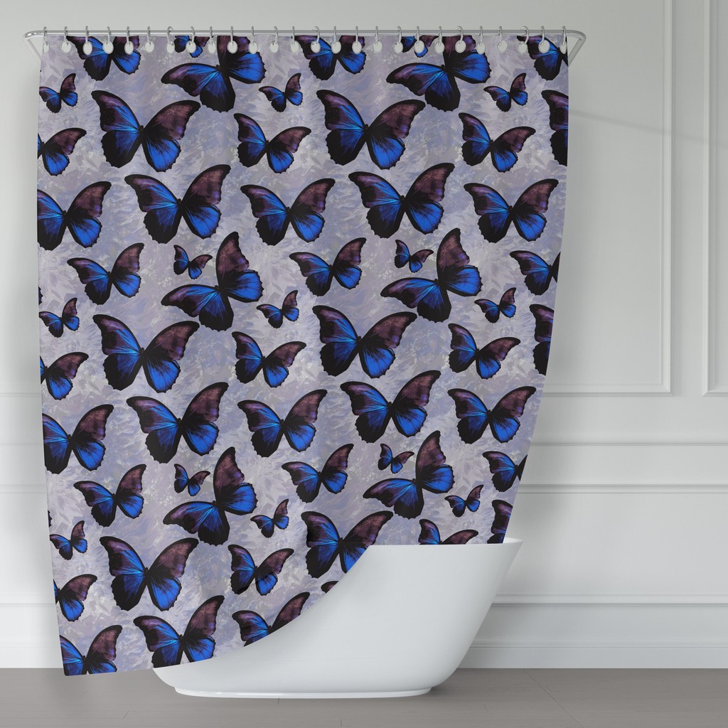 Butterflies on Purple Shower Curtain Perfect for Kids and Tweens