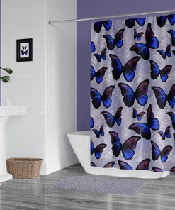 Butterflies on Purple Shower Curtain - Perfect for Kids and Tweens