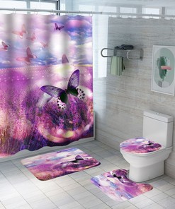 Butterfly Lavender 3D Shower Curtain for a Calming Bathroom Ambiance