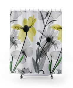 Butterfly Shower Curtain - Elegant and Chic Black and White Bathroom Decor with Floral Print