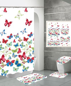 Butterfly Shower Curtain with Colorful and Chic Design for Bathroom Decor