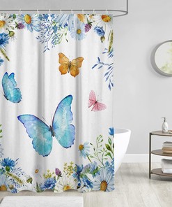 Butterfly Shower Curtain with Watercolor Floral Monarch - Perfect for Spring Bathroom Decor