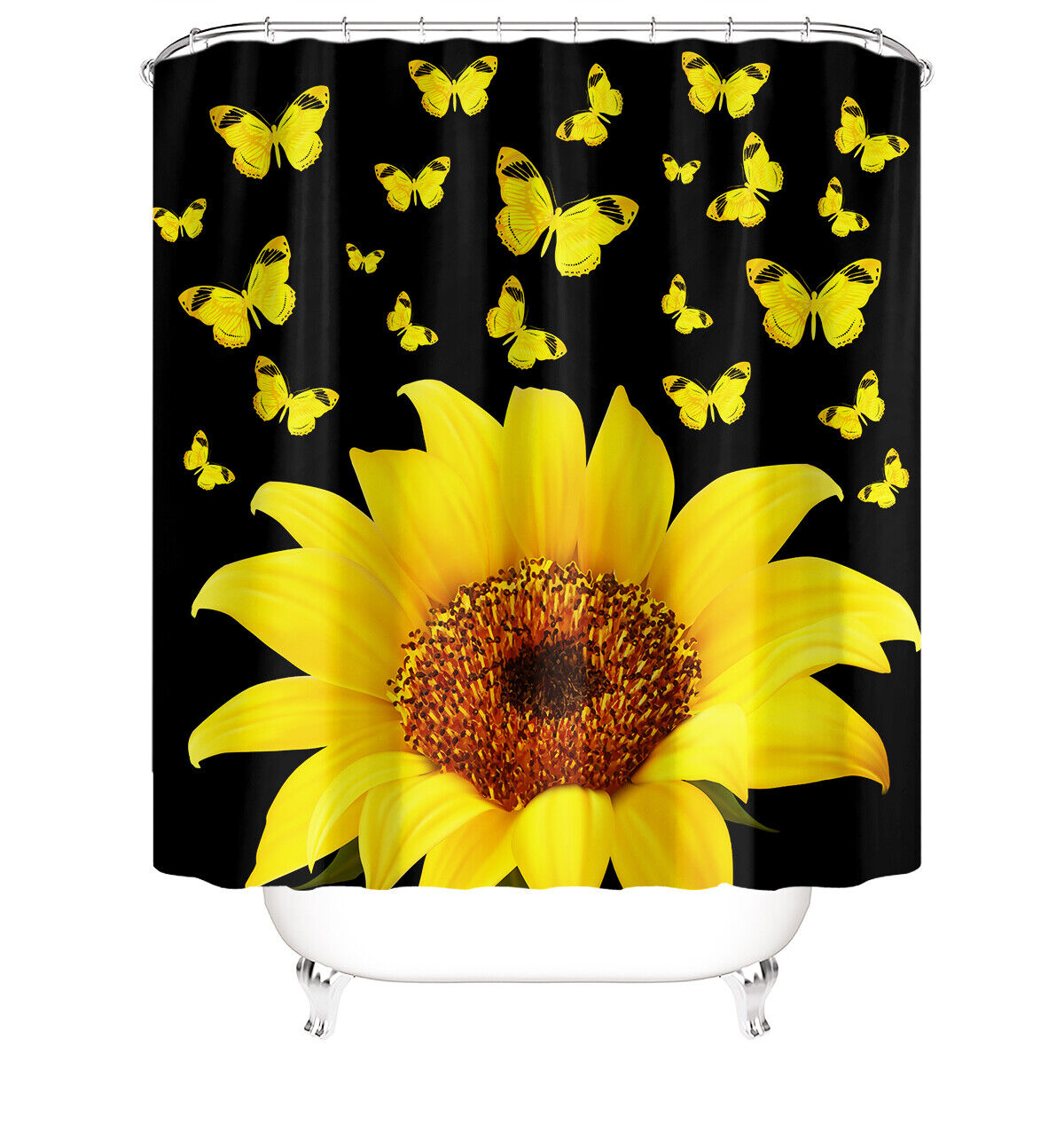 Butterfly Sunflower Thick Shower Mat for Bathroom Decor