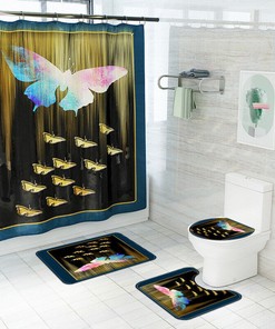 Butterfly Waterproof Mildew-proof Shower Curtain Bathroom Decor 