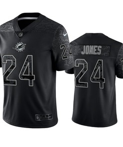 Byron Jones 24 Miami Dolphins Black Reflective Limited Jersey - Men