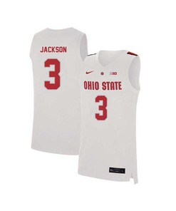 CJ Jackson 3 Ohio State Buckeyes Elite Basketball Men Jersey - White